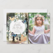 魅惑の森の森の動物の写真誕生日 招待状 (正面)