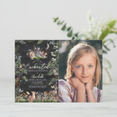 魅惑の森の森の動物の誕生日写真 招待状 (スタンド正面)