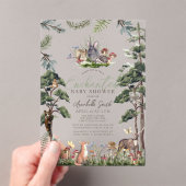 魅惑の森の森の動物の赤ちゃんシャワー アクリル招待状 (インサイチュ (ポータブル))