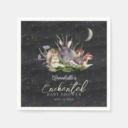 魅惑の森の森の動物の赤ちゃんシャワー スタンダードカクテルナプキン (正面)