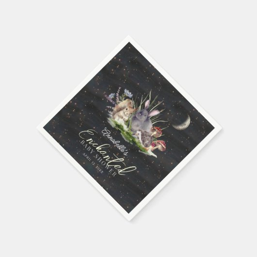 魅惑の森の森の動物の赤ちゃんシャワー スタンダードカクテルナプキン (角)