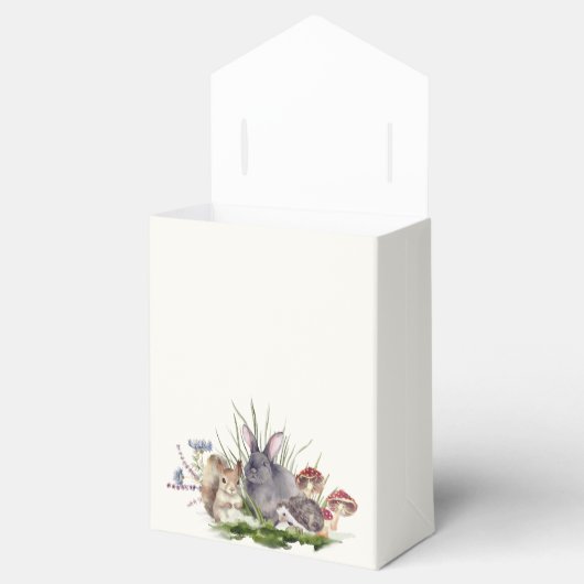 魅惑の森の森の動物の赤ちゃんシャワー フェイバーボックス (オープン)