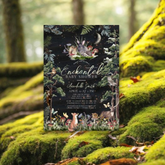 魅惑の森の森の動物の赤ちゃんシャワー 招待状