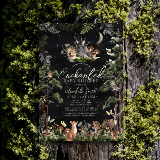 魅惑の森の森の動物の赤ちゃんシャワー 招待状