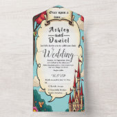 魅惑の森の森の城フェアリーテー結婚ブル オールインワン招待状 (内側)