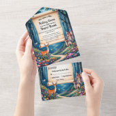 魅惑の森の森の城フェアリーテー結婚ブル オールインワン招待状 (貼ってはがせる)