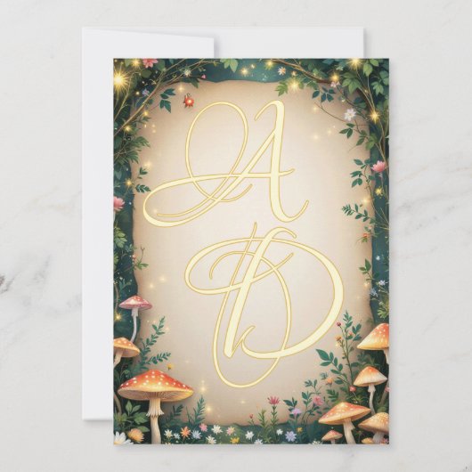 魅惑の森の森の城フェアリーテー結婚ブル セーブザデート (裏面)