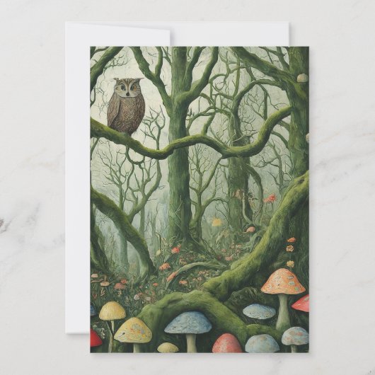 魅惑の森の森の森のキノコの赤ちゃんシャワー 招待状 (裏面)