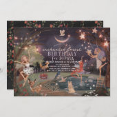 魅惑の森の森の森の動物の妖精誕生日 招待状 (正面/裏面)