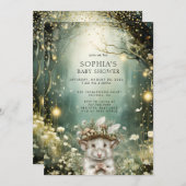 魅惑の森の森の森の動物の赤ちゃんシャワー 招待状 (正面/裏面)