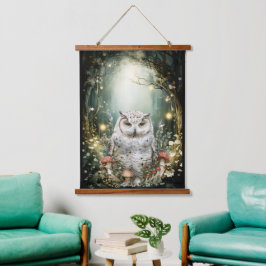 魅惑の森の森フクロウ 吊り下げ型タペストリー
