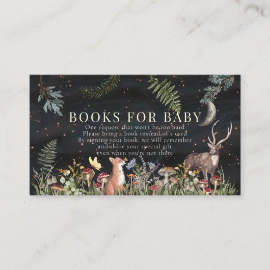 魅惑の森の森林動物の本ベビー エンクロージャーカード (正面)