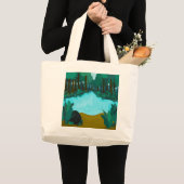 魅惑の森の池 アーティスティック風景 ラージトートバッグ (正面(商品))