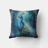 魅惑の森の神秘的な孔雀 クッション (裏面)