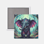 魅惑の森の神秘的な翼の象 マグネット (正面/裏面)