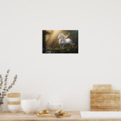 魅惑の森の神秘的ユニコーン – ファンタジー・アート ポスター (キッチン)