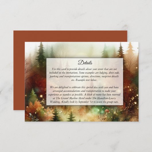 魅惑の森の秋の輝結婚き エンクロージャーカード (正面/裏面)