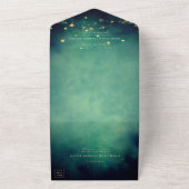 魅惑の森の童話の緑結婚金ゴールド オールインワン招待状 (外側)