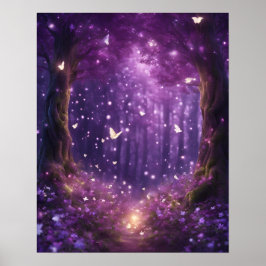 魅惑の森の紫の小さな光 ポスター