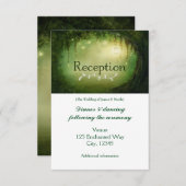 魅惑の森の緑のウェディングレセプションカード 招待状 (正面/裏面)