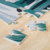 魅惑の森の緑の銀色の馬 ジグソーパズル (側面)