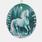 魅惑の森の緑の銀色の馬 セラミックオーナメント (左)
