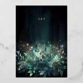 魅惑の森の葉のラモダンイト結婚 箔招待状 (裏面)