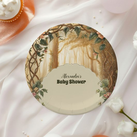 魅惑の森の赤ちゃんシャワー ペーパープレート