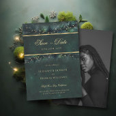 魅惑の森の金ゴールド写真の結婚式の日付を保存 招待状