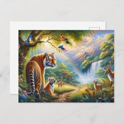 魅惑の森の静絵を描かさ ポストカード (正面/裏面)