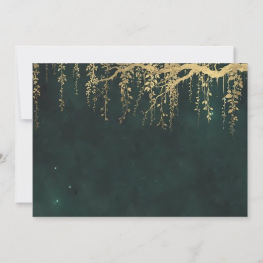 魅惑の森の魔法のつる植物エメラルド結婚ズ サンキューカード (裏面)