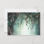 魅惑の森の魔法のつる植物グリーンマウヴ結婚ズ サンキューカード (裏面)