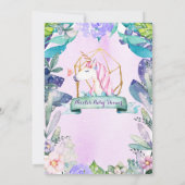 魅惑の森の魔法のユニコーン赤ちゃんシャワー 招待状 (裏面)
