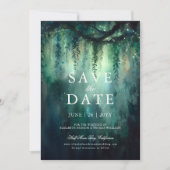 魅惑の森の魔法写真の結婚式の日付を保存 招待状 (正面)