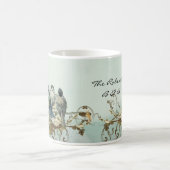 魅惑の森の鳥の鳩の渦パーソナライズされた コーヒーマグカップ (中央)