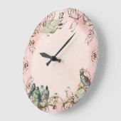 魅惑の森の鳥の鳩の渦パーソナライズされた ラージ壁時計 (傾斜)