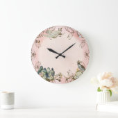 魅惑の森の鳥の鳩の渦パーソナライズされた ラージ壁時計 (ホーム)