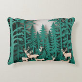 魅惑の森の鹿 – 紙カットアートウッドランド アクセントクッション (正面)