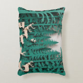 魅惑の森の鹿 – 紙カットアートウッドランド アクセントクッション (正面(垂直))