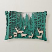 魅惑の森の鹿 – 紙カットアートウッドランド アクセントクッション (裏面)