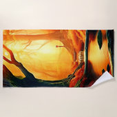 魅惑の森の黄金の輝き ビーチタオル (正面)