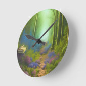 魅惑の森を抜けて歩く ラウンド壁時計 (傾斜)