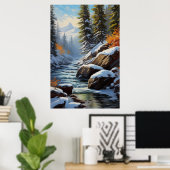 魅惑の森を抜ける雪の河 ポスター (ホームオフィス)