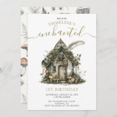 魅惑の森コテージ1歳の誕生日 招待状 (正面/裏面)