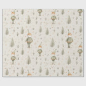 魅惑の森サンタクロース水彩クリスマス ラッピングペーパー (フラット)