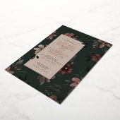 魅惑の森ダークグリーン結婚フローラ 箔招待状 (回転した状態)