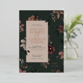 魅惑の森ダークグリーン結婚フローラ 箔招待状 (立ち正面)