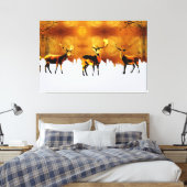 魅惑の森トリオ:オリエンタルディアアート キャンバスプリント (インサイチュ (寝室))