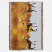 魅惑の森トリオ:オリエンタルディアアート スローブランケット (正面縦)