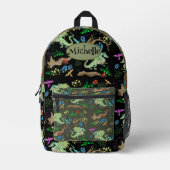 魅惑の森ドラゴンパターン プリントバックパック (正面)